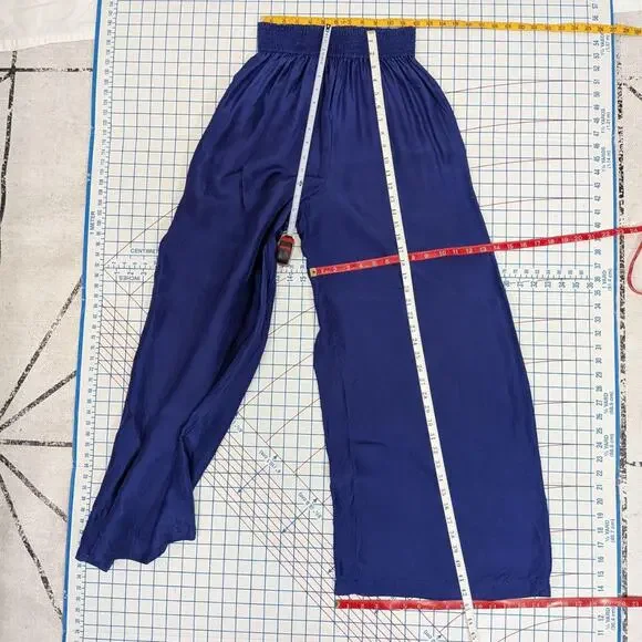 Blue 100% silk wide leg palazzo - Picture 3 of 8